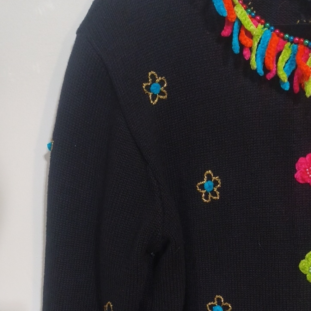 Berek Black Cardigan with Colorful Embroidery - Picture 6 of 7